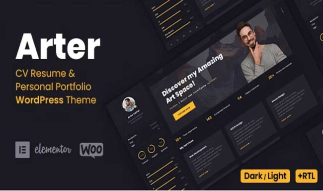 Arter - CV Resume WordPress Theme in Just $3 ⭐️⭐️⭐️⭐️⭐