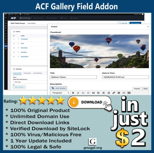 Free ACF Gallery Field Addon ⭐️⭐️⭐️⭐️⭐